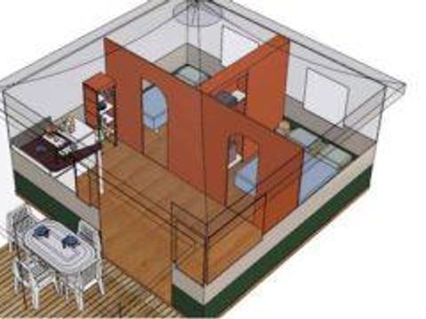 Bungalow toilé 4 personnes - Tentes Toilées Standard 25m² - 2 chambres - Sans sanitaire