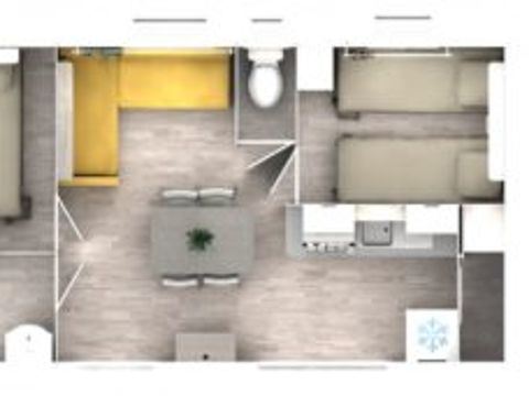 MOBILHOME 6 personnes - Mobile-home Premium 29m² - 2 chambres climatisation +TV + lave vaisselle 4 pers