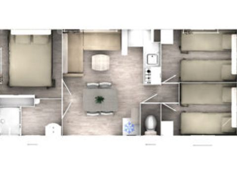 Mobilhome 6 personnes - Premium 32m² - CLIMATISÉ - 3 chambres - TV