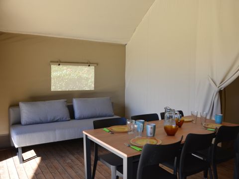 Tente en toile et en bois 6 personnes - Tente Woodlodge Confort Family 34m² - 3 chambres - Sans sanitaire