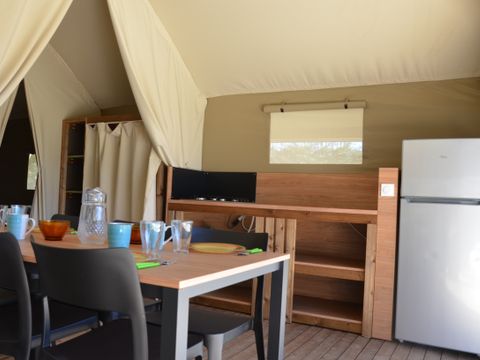 Tente en toile et en bois 6 personnes - Tente Woodlodge Confort Family 34m² - 3 chambres - Sans sanitaire