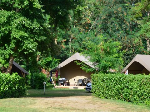 Tente en toile et en bois 6 personnes - Tente Woodlodge Confort Family 34m² - 3 chambres - Sans sanitaire