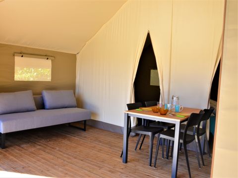 Tente en toile et en bois 4 personnes - Tente Woodlodge Confort 23m² - 2 chambres - Sans sanitaire