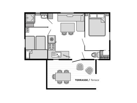 Mobilhome 5 personnes - COTTAGE - 2 chambres - CLIM - TV