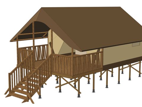 TENTE TOILE ET BOIS 4 personnes - CABANE LODGE