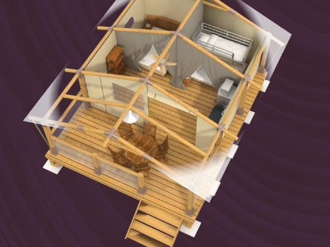 Tente en toile et en bois 5 personnes - Tente Lodge BALI