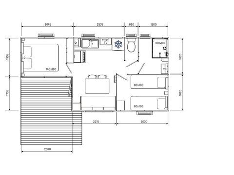 MOBILHOME 4 personnes - Ciela Confort Compact - 2 chambres