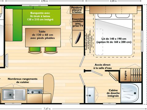 MOBILHOME 6 personnes - Confort pour 4 à 6 pers.
