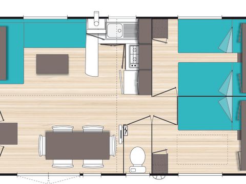 MOBILHOME 6 personnes - Grand confort + avec climatisation pour 6 pers.