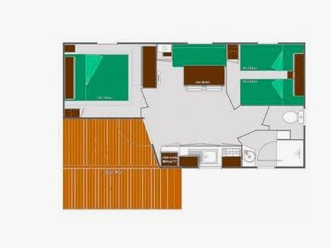 Mobilhome 4 personnes - Nature 25m² / 2 chambres / sans clim