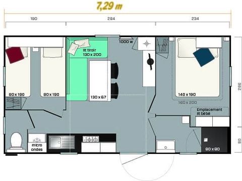 MOBILHOME 4 personnes - SUPER MERCURE RIVIERA CONFORT