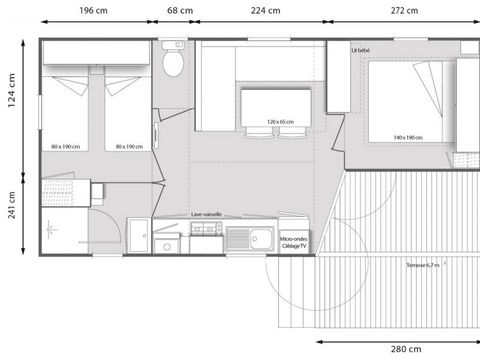 MOBILHOME 4 personnes - PREMIUM 2 CHAMBRES