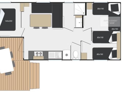 MOBILHOME 6 personnes - PREMIUM 3 CHAMBRES