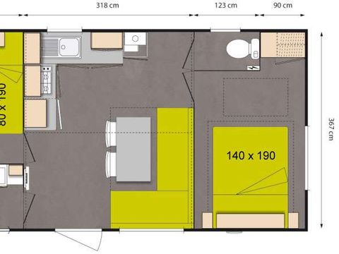 MOBILHOME 4 personnes - ELDAPI CONFORT+ 2CH FERME SAMEDI