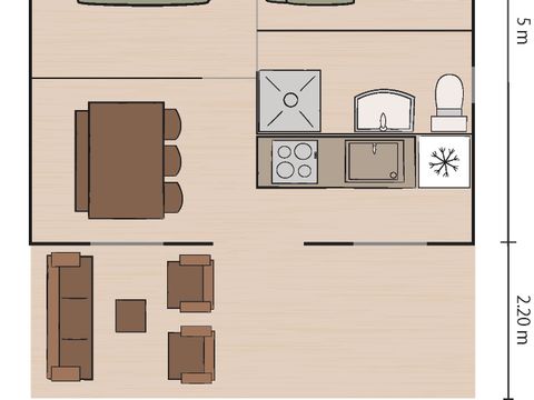 TENTE TOILE ET BOIS 5 personnes - Polari - Tente Safari + sanitaires + climatisation (5P)