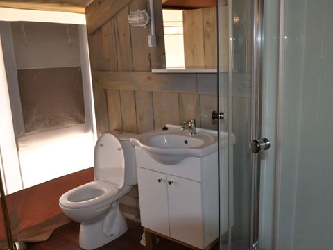Tente en toile et en bois 5 personnes - Polari - Tente Safari - Sanitaires - Climatisation - 5P