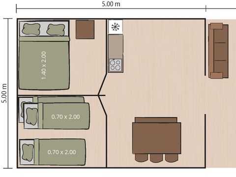 TENTE TOILE ET BOIS 5 personnes - Polari - Tente Safari de luxe