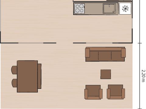 TENTE TOILE ET BOIS 4 personnes - Polari - Tente Safari + sanitaires + climatisation (4P)