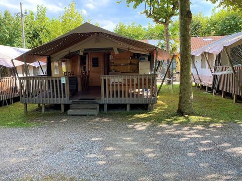 Tente en toile et en bois 5 personnes - Tente safari Sorella + sanitaires + climatisation (6P)
