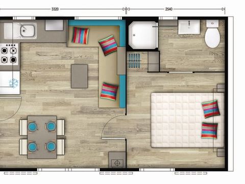 MOBILHOME 4 personnes - Premium | 2 Ch. | 4 Pers. | Terrasse surélevée | Clim. | TV