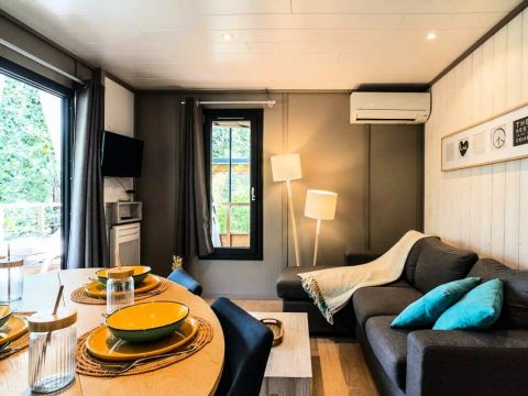 TENTE TOILE ET BOIS 5 personnes - Lodge Kabane sur Pilotis 3 Pièces 5 Personnes Climatisé + TV