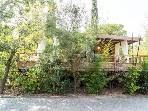 TENTE TOILE ET BOIS 5 personnes - Lodge Kabane sur Pilotis 3 Pièces 5 Personnes Climatisé + TV