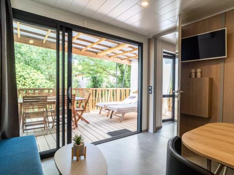 TENTE TOILE ET BOIS 4 personnes - Lodge Kabane sur Pilotis 3 Pièces 4 Personnes Climatisé + TV