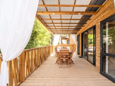 TENTE TOILE ET BOIS 4 personnes - Lodge Kabane sur Pilotis 3 Pièces 4 Personnes Climatisé + TV