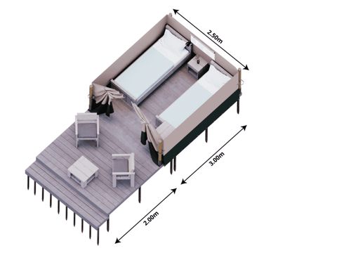 Tente en toile et en bois 2 personnes - Tente Safari XS
