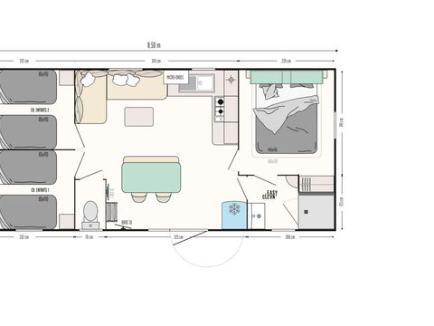Mobilhome 6/8 personnes - Cottage Confort - 3 chambres