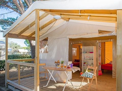Tente en toile et en bois 5 personnes - Tente Eco Lodge | 2 Ch. | 4/5 Pers. | Sans SDB