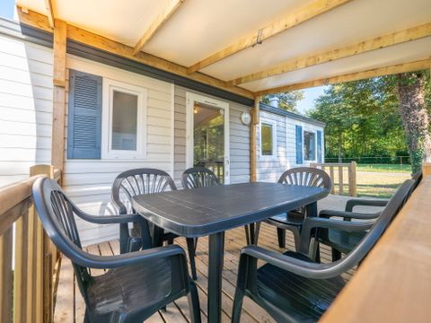 Bungalow 6 personnes - Mobil-home | Comfort | 3 Ch. | 6 Pers. | Terrasse surélevée | Clim.