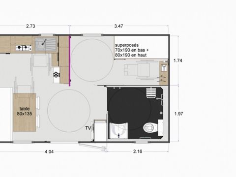 Mobilhome 4 personnes - 2 chambres - EDEN - PMR - CLIM - TV