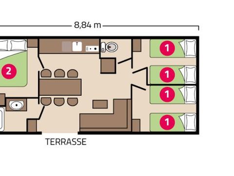 Mobilhome 6 personnes - Famille Clim Éco 6 personnes