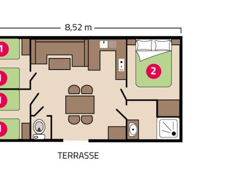 Mobilhome 6 personnes - Famille Éco 6 personnes