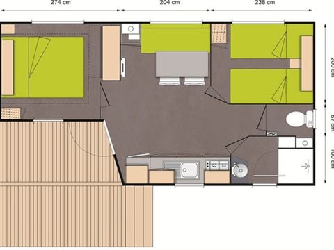 MOBILHOME 4 personnes - Gamme Confort – 2 ch – 4 pers
