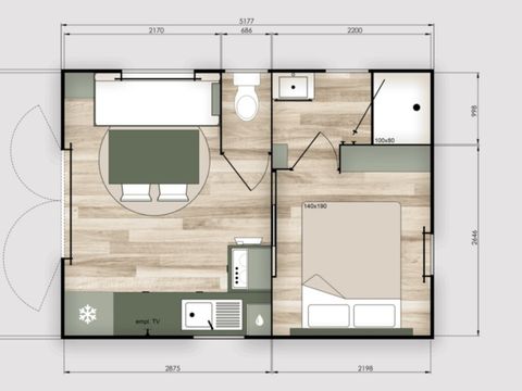 MOBILHOME 2 personnes - Gamme Cocoon SPA – 1 ch – 2 pers