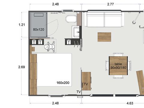 MOBILHOME 4 personnes - Gamme PREMIUM SPA – 2 ch – 2 SDB – 4 pers - Climatisation