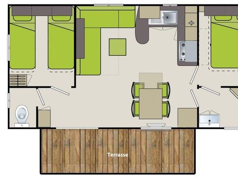 MOBILHOME 6 personnes - C- Mobil-home Caraïbes climatisé 2 chambres