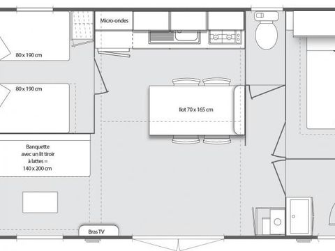 MOBILHOME 6 personnes - CONFORT Mobil home 2ch. CATLEYA (2017) 27m² + Terrasse semi-couverte 4/6 pers