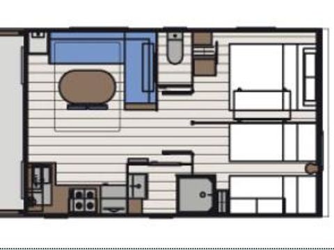 MOBILHOME 4 personnes - ECO Mobil home 2ch. LUDISIA (de + 10 ans) 24 m² + Terrasse semi-couverte 4 pers