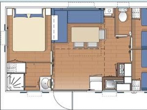 Mobilhome 6 personnes - ECO Mobil home 3ch. MAGDALENA (+ 10 ans) 29m² + Terrasse semi-couverte [durée spéciale dd] 6 pers