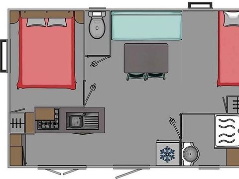 Mobilhome 3 personnes - CONFORT Mobil home 1ch. VANILLA (2016) 22m² + Terrasse semi-couverte 2/3 pers