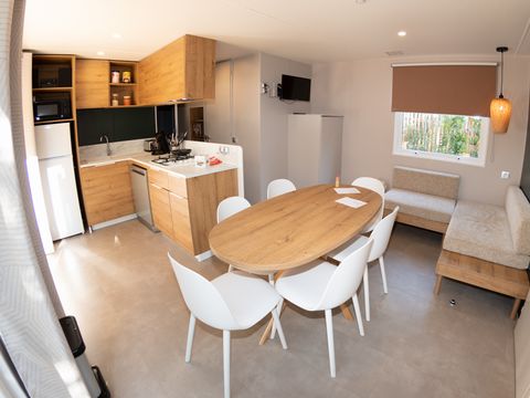 Mobilhome 6 personnes - PREMIUM Mobil home 3 ch. OCEAN (2023) 40m² + Terrasse semi-couverte