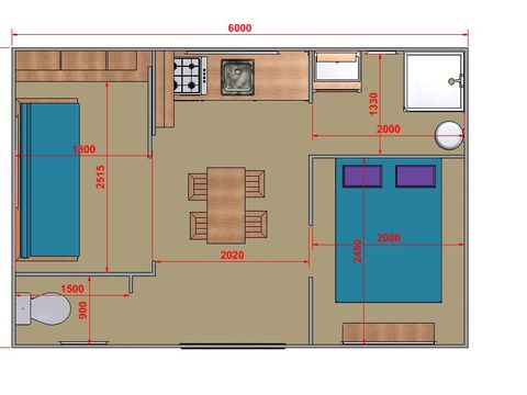 Mobilhome 3 personnes - CONFORT GLORIA (2014) 24² + Terrasse semi-couverte