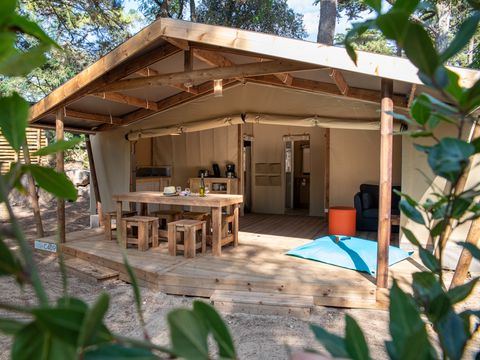 TENTE 5 personnes - Tente 2ch. GIROFLEE (2023) 32 m² + Terrasse semi-couverte 4/5 pers