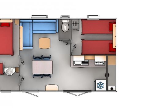Mobilhome 6 personnes - CONFORT Mobil home 2ch. CATLEYA (2017) 27m² + Terrasse semi-couverte [durée spéciale]