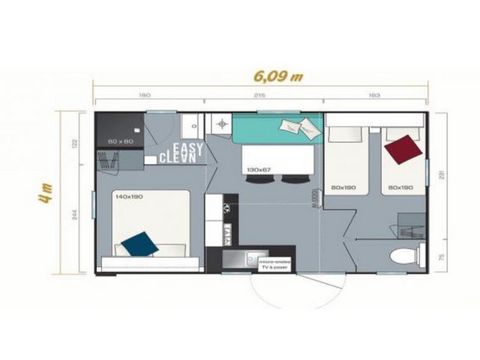 MOBILHOME 4 personnes - POMME DE PIN