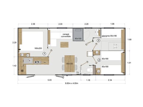 MOBILHOME 6 personnes - Mobil-home Riviera Lodge - 3 chambres - 32m² 6 pers