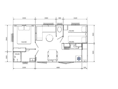 MOBILHOME 4 personnes - MH Moaï - 2 chambres - 29M² 4 pers